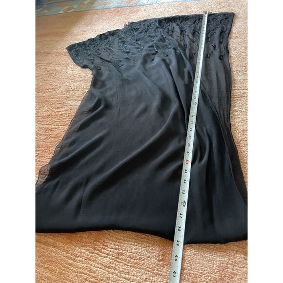 Black 100% Silk Beaded Embroidered Scarf Wrap Shawl Evening Made in India - Picture 5 of 6